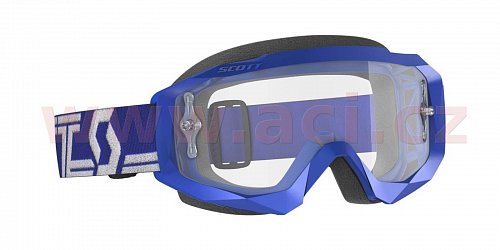 brýle HUSTLE X MX, SCOTT - USA (modré, čiré plexi s čepy pro slídy)